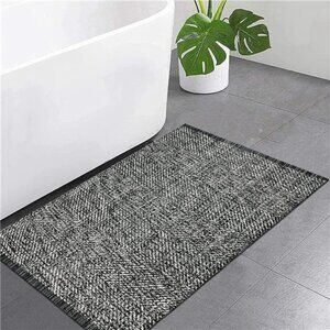 Washable Bathroom Rug, 2'x3' Black Woven Entryway Rug Front Door Mat